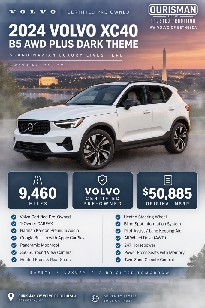 Certified 2024 Volvo XC40 B5 Plus Dark Theme SUV