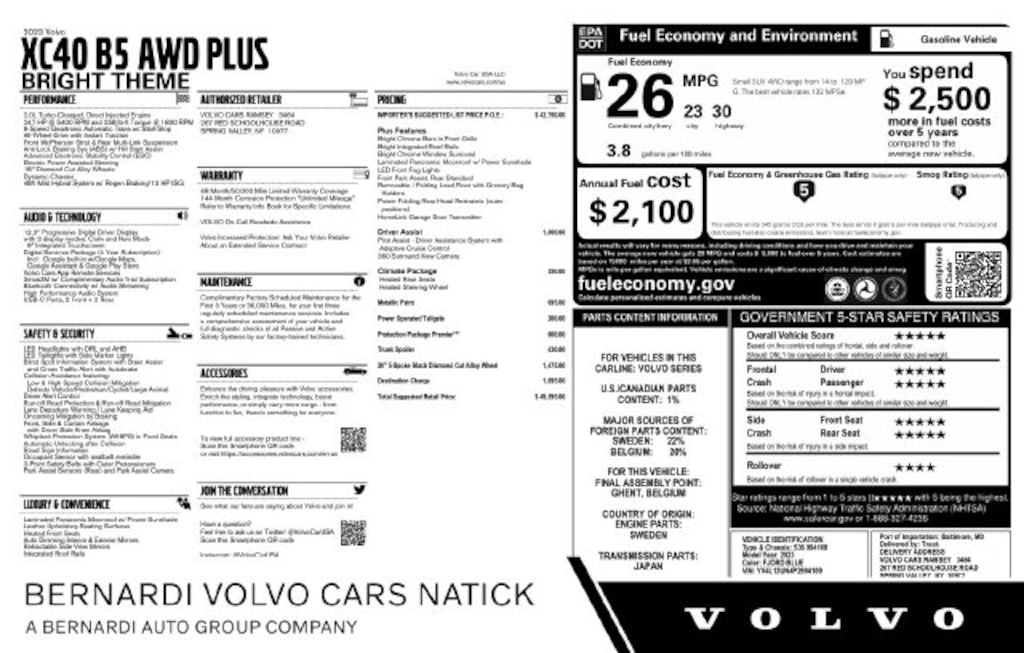 Certified 2023 Volvo XC40 B5 Plus Bright Theme SUV