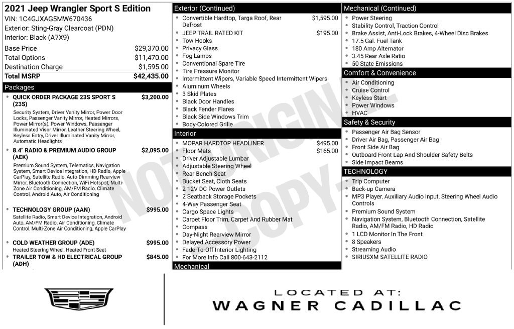 2021 Jeep Wrangler Sport S