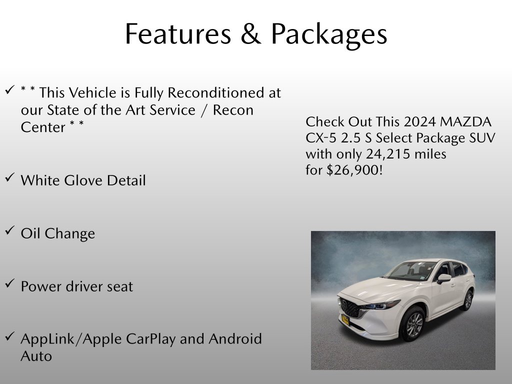 Certified 2024 Mazda CX-5 2.5 S Select Package SUV