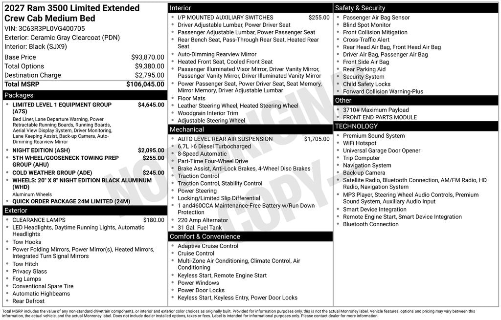 New 2027 Ram 3500 Limited Pickup