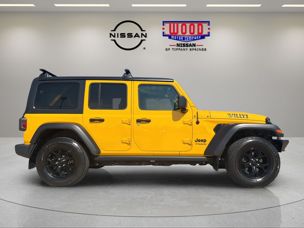 Used 2021 Jeep Wrangler Unlimited Willys with VIN 1C4HJXDN8MW529245 for sale in Kansas City