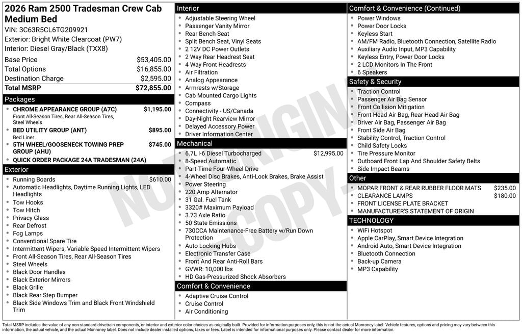 New 2026 Ram 2500 TRADESMAN CREW CAB 4X4 6'4 BOX Pickup