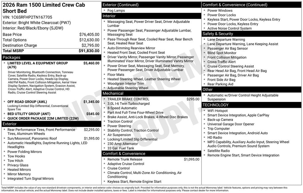 New 2026 Ram 1500 LIMITED CREW CAB 4X4 5'7 BOX Pickup