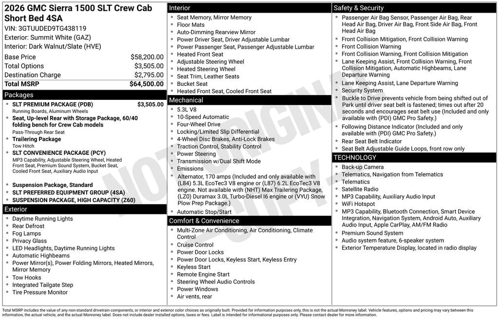 New 2026 GMC Sierra 1500 SLT Truck