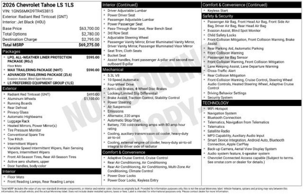 New 2026 Chevrolet Tahoe LS SUV