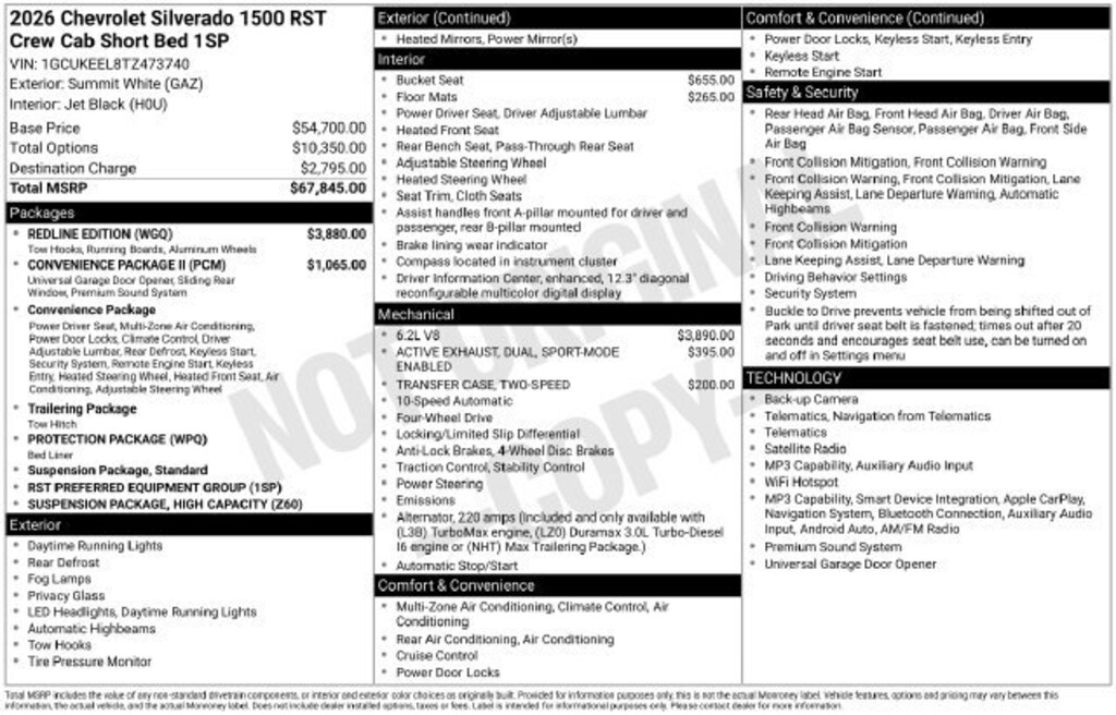 New 2026 Chevrolet Silverado 1500 RST Truck