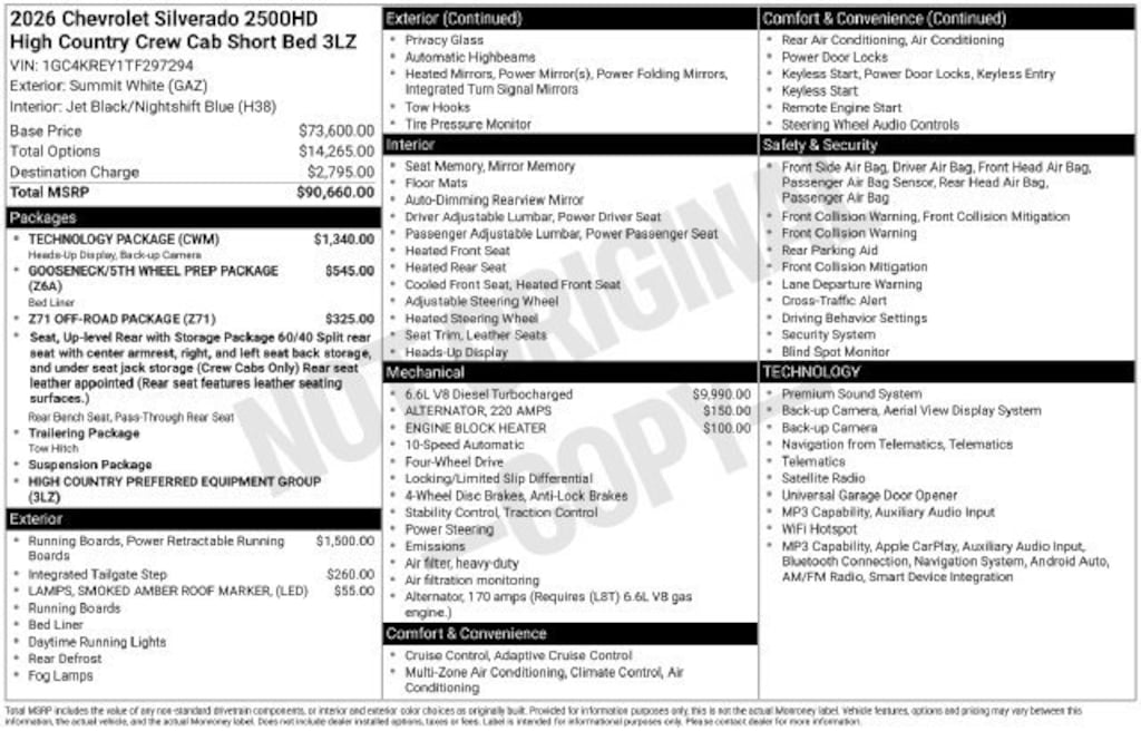 New 2026 Chevrolet Silverado 2500 HD High Country Truck