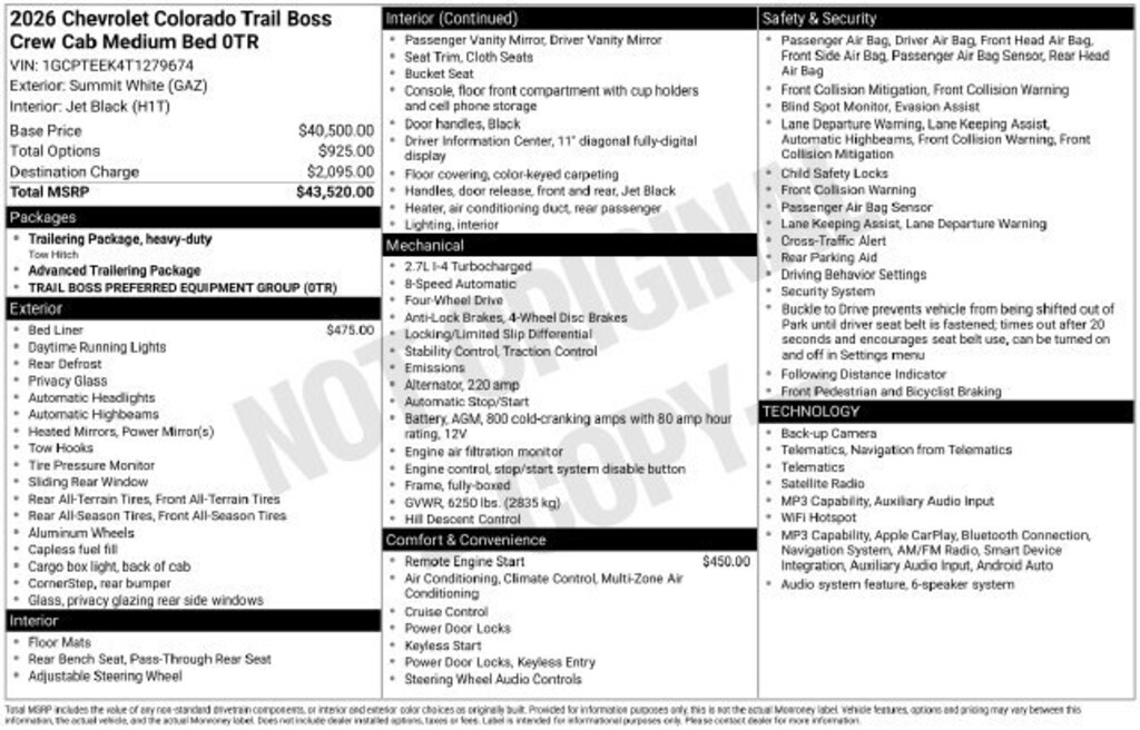 New 2026 Chevrolet Colorado Trail Boss Truck
