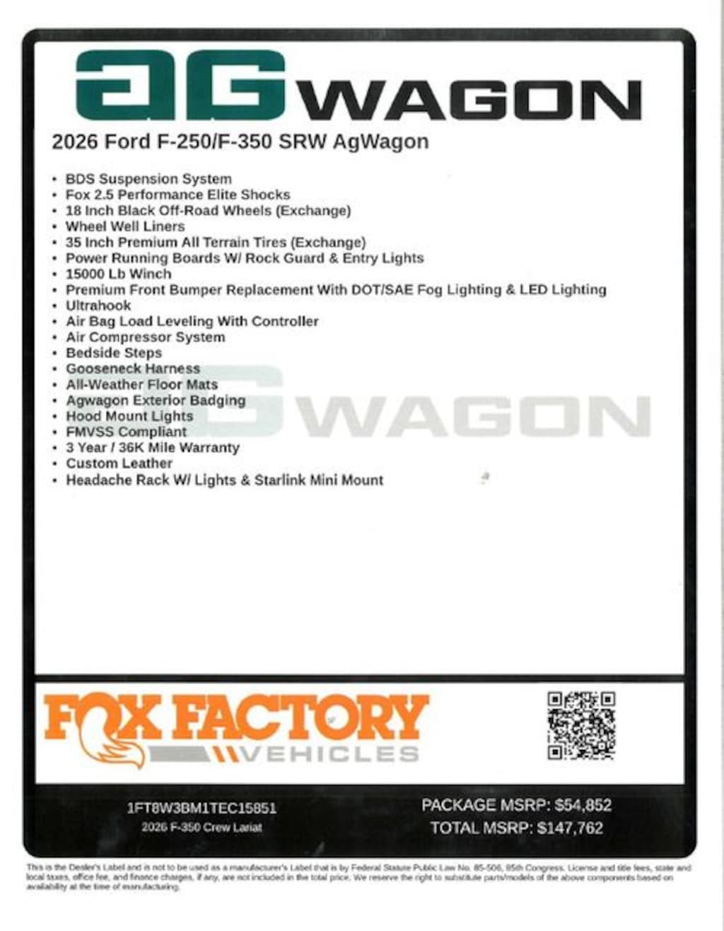 New 2026 Ford F-350SD Agwagon Truck