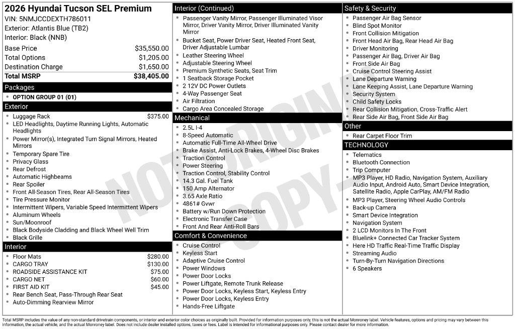 New 2026 Hyundai Tucson SEL Premium AWD SUV