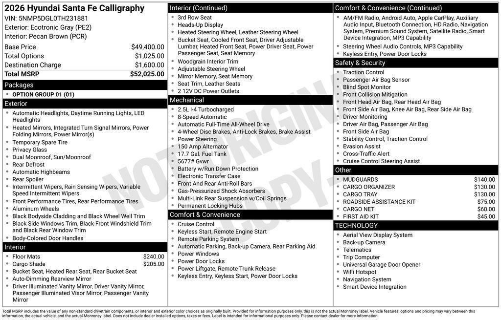 New 2026 Hyundai Santa Fe Calligraphy AWD SUV