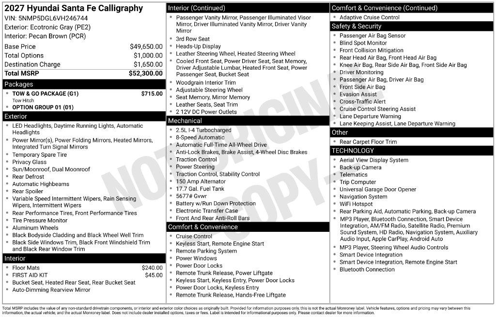 New 2027 Hyundai Santa Fe Calligraphy AWD SUV