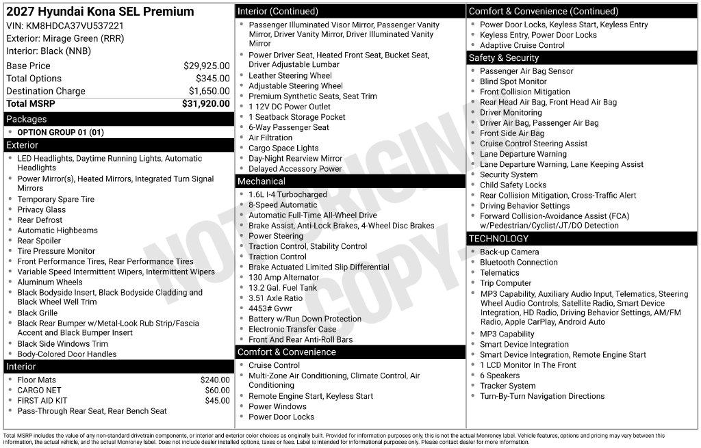New 2027 Hyundai Kona SEL Premium AWD SUV