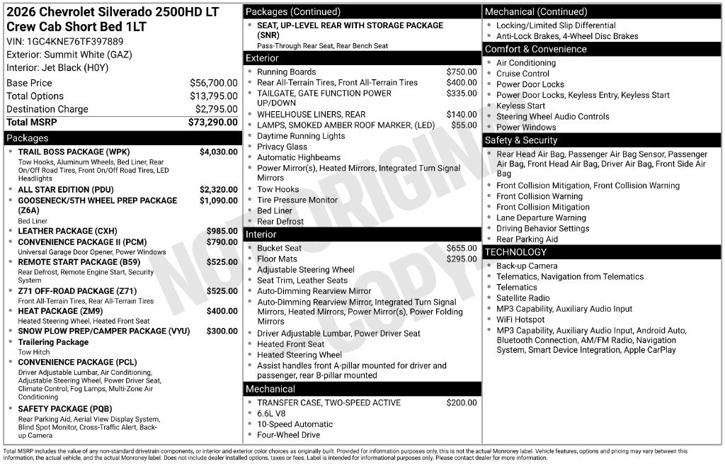 New 2026 Chevrolet Silverado 2500 HD LT Truck