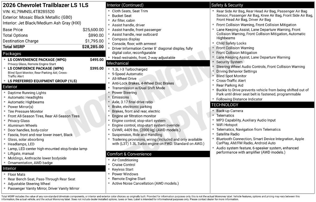 New 2026 Chevrolet Trailblazer LS SUV